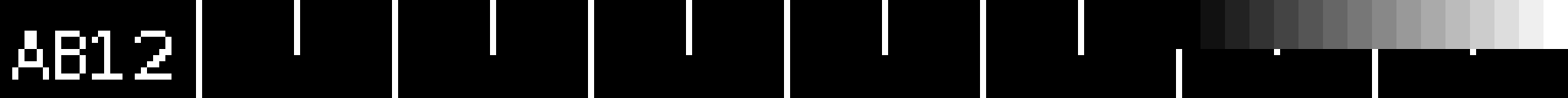 A test pattern of text, evenly spaced lines and a sixteen-step grey ramp.
